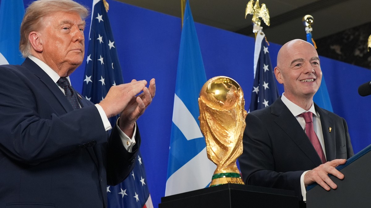 President Donald Trump and FIFA President Gianni Infantino speak at a reception at Trump Tower in New York, Friday, July 17, 2026. (AP Photo/Jacquelyn Martin)
Donald Trump