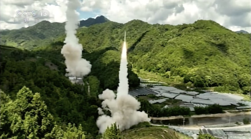 China is also practicing an attack on Taiwan: a missile test last August.