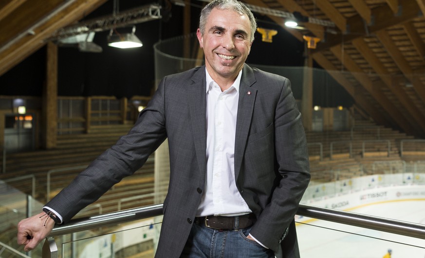 Martin Baumann, CEO Champions Hockey League, poses prior to the Champions Hockey League semi-finals ice hockey match between HC Davos and Froelunda Goeteborg, in the Vaillant Arena in Davos, Switzerla ...