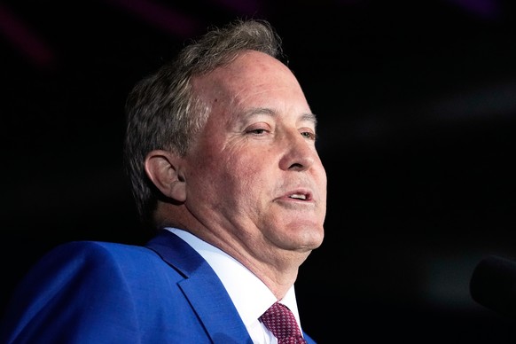Texas Attorney General Ken Paxton, a Republican candidate for the U.S. Senate, speaks during a primary runoff election night event after winning the Republican party's nomination Tuesday, May 26, ...