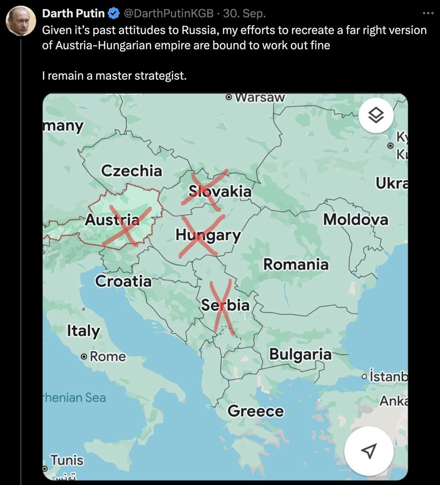 Tweet zu Russland-freundlichen osteuropäischen Ländern.