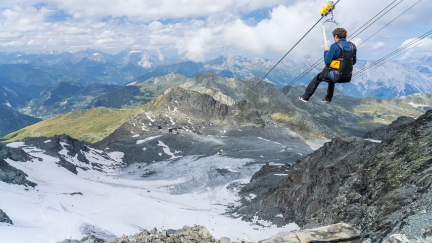 Zipline Mont-Fort Verbier Nendaz höchste der Alpen Schweiz Rekord-Tyrolienne