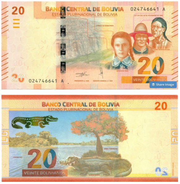 20-Bolivianos-Note aus Bolivien.