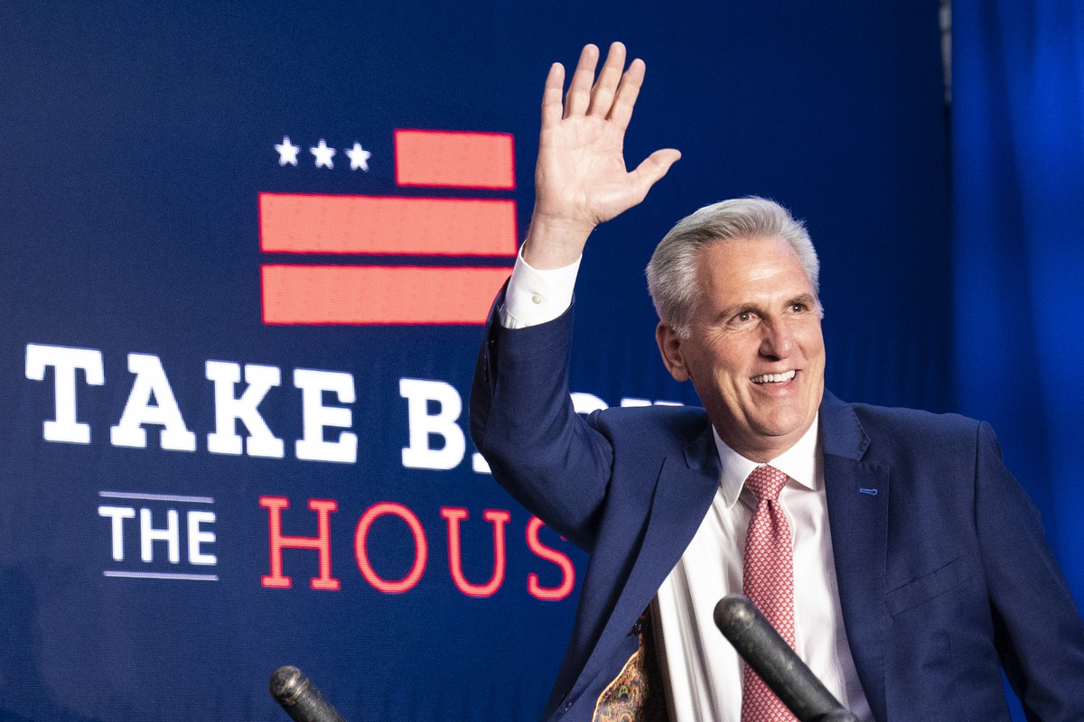 House Minority Leader Kevin McCarthy of Calif., arrives to speak at an event early Wednesday morning, Nov. 9, 2022, in Washington. (AP Photo/Alex Brandon)
Kevin McCarthy