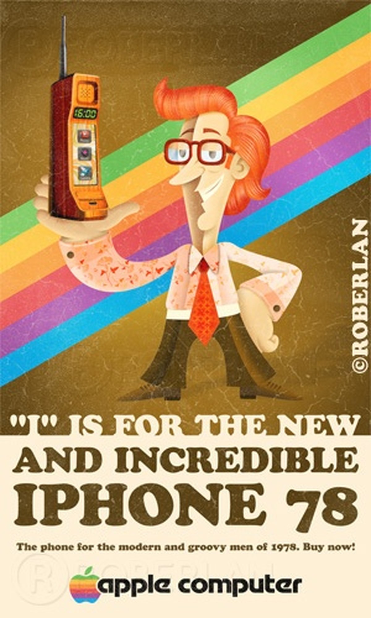 «Das Telefon für moderne und groovy Männer von 1978. Jetzt kaufen!» Wäre das iPhone in den 70er-Jahren herausgekommen, hätte Apple wohl mit&nbsp;Woody Allen dafür geworben.