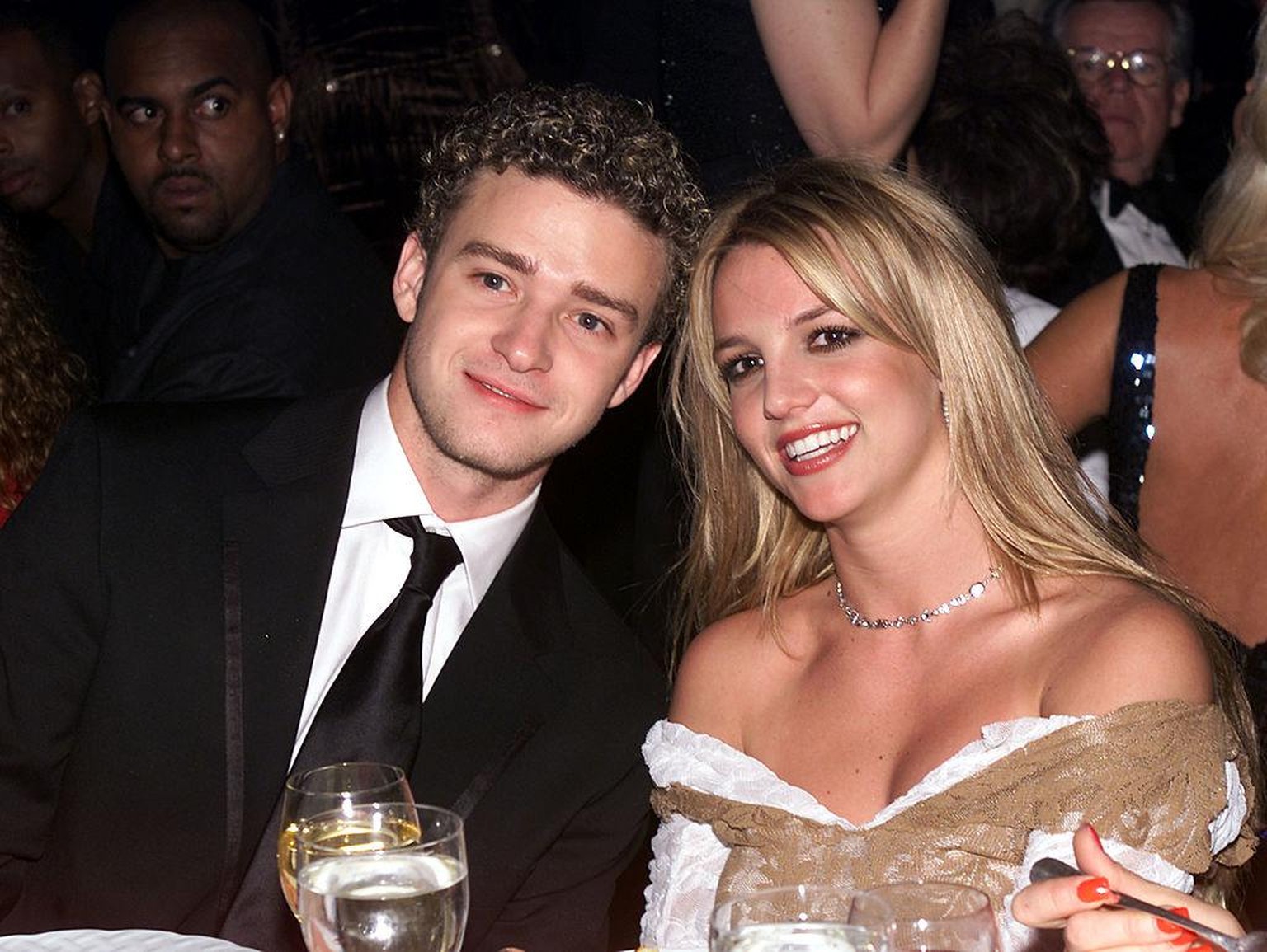 Justin Timberlake and Britney Spears at the 27th Annual Clive Davis Pre-Grammy party at the Beverly Hills Hotel in Los Angeles, Ca., 2/26/02. Photo by Frank Micelotta/ImageDirect.