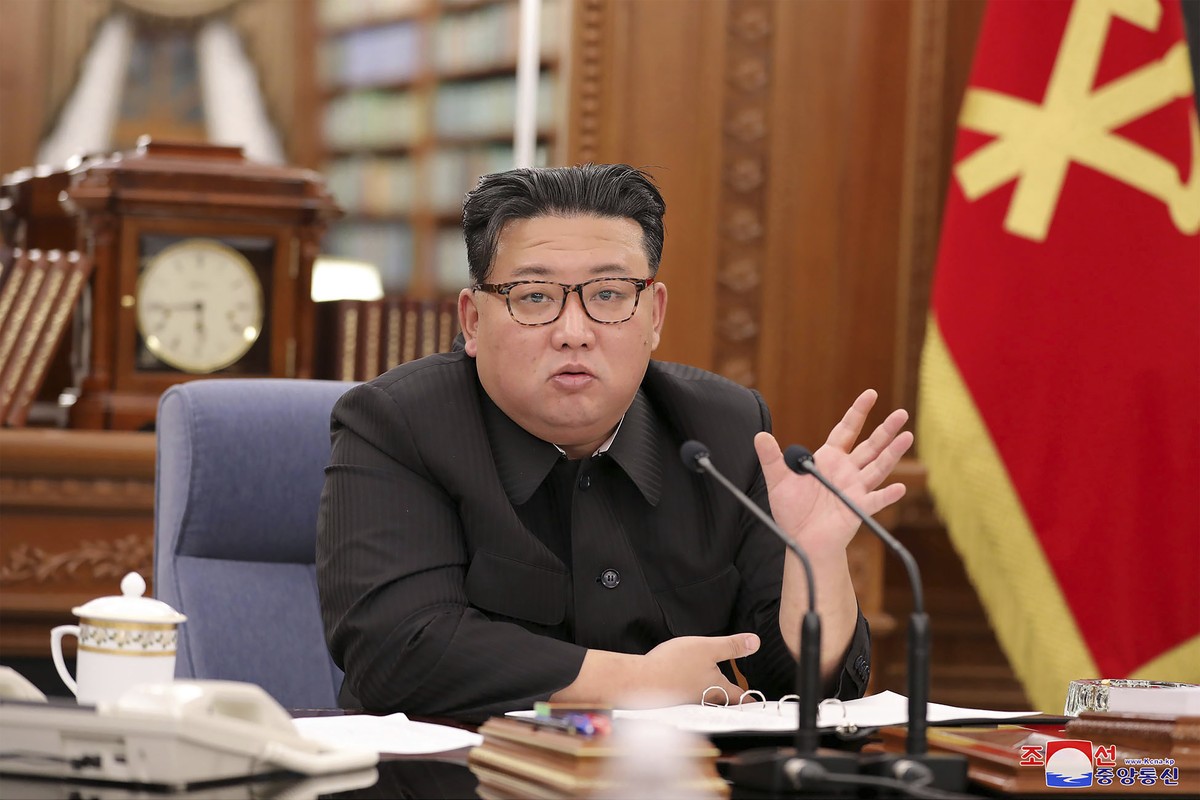 In this photo provided by the North Korean government, North Korean leader Kim Jong Un attends a meeting of the Workers' Party of Korea in Pyongyang, North Korea Monday, June 27, 2022. Independen ...