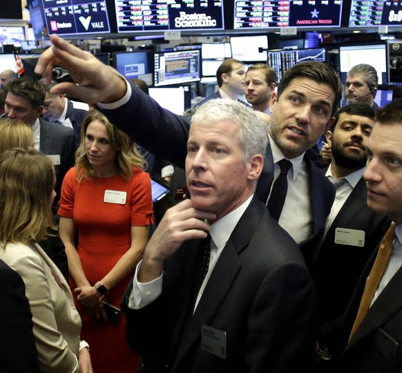 Founder and CEO of Liberty Oilfield Services Inc. Chris Wright stands with President of NYSE Thomas Farley at the IPO of Liberty Oilfield Services at the New York Stock Exchange on Wall Street in New  ...