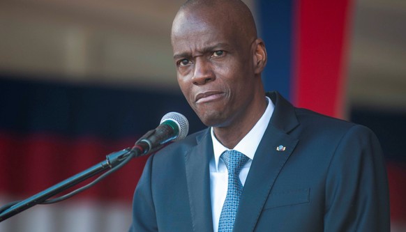 epa09328110 (FILE) - President of Haiti, Jovenel Moise leads a military parade on the occasion of the anniversary of the battle of Vertieres, in Port au Prince, Haiti, 18 November 2019 (reissued 07 Ju ...