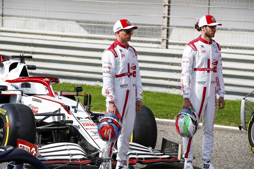 7 Kimi Raikkonen FIN, Alfa Romeo Racing ORLEN, 99 Antonio Giovinazzi ITA, Alfa Romeo Racing ORLEN, F1 Pre-season Testing at Bahrain International Circuit on March 12, 2021 in Sakhir, Bahrain. Photo by ...