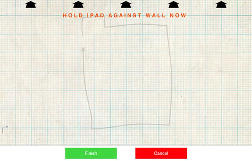 Zum Aufzeichnen hält man das iPhone an die Wand und sieht gleich eine Skizze des Raumes.