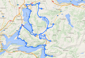 Die ungefähre Strecke der heutigen Etappe von Schwyz nach Sisikon.<br data-editable="remove">