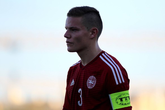 10/11/2015 UEFA European Under-19 Championship 2016 - Qualifying Round Denmark v Iceland 1-1 Stefan Gartenmann, captain of Denmark (centre) at the end of the UEFA Under-19 qualifying match between Den ...