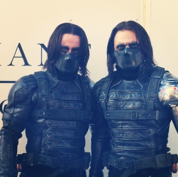 Sebastian Stan With His Stunt Double James Young On The Set Of Captain America: The Winter Soldier

https://www.instagram.com/p/o9k7nZpaGP/?taken-by=jyou10