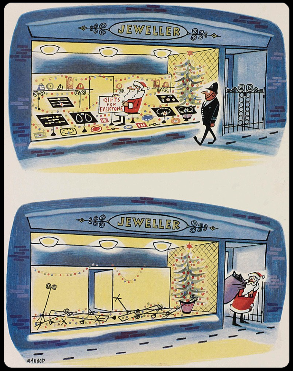 Weihnachts-Cartoon aus den 1950er-Jahren.