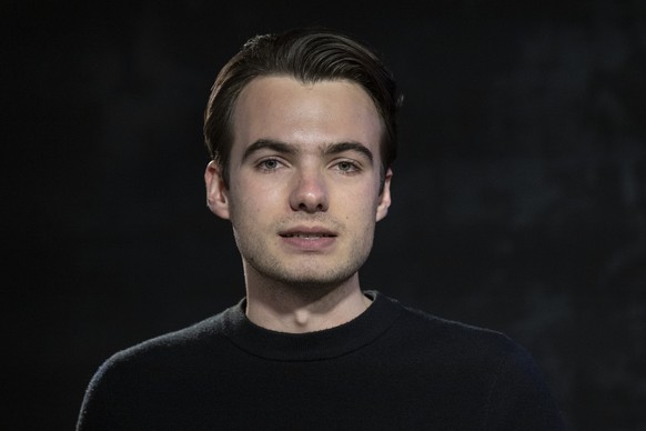 Marc Ruedisueli, Praesident Die Junge Mitte Schweiz, spricht am Dreikoenigsgespraech, am Freitag, 6. Januar 2023, in Bern. (KEYSTONE/Peter Schneider)