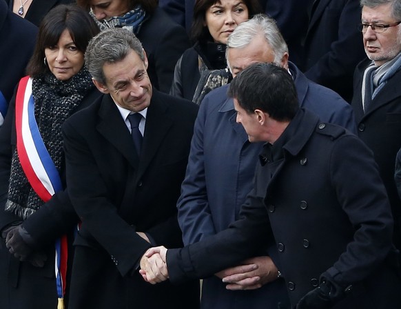 Anne Hidalgo, Nicolas Sarkozy und Manuel Valls (r.): Keiner der drei hat französische Wurzeln.
