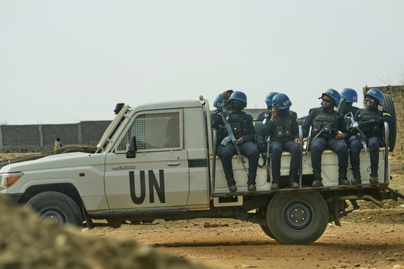 UN peacekeepers patrol the street in Juba, South Sudan on Feb. 12, 2025. (AP Photo/Brian Inganga)
Africa-US Deportees-Explainer