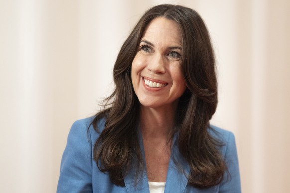 Susanne Wille, Generaldirektorin SRG, nach.einer Medienkonferenz zur kuenftigen Organisation der SRG aus, am Montag, 30. Juni 2025, in Bern. (KEYSTONE/Til Buergy)