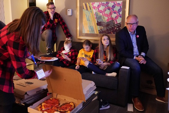 November 6, 2018 - Minneapolis, MN, USA - DFL gubernatorial candidate Tim Walz watched election results come in with his extended family in their hotel suite Tuesday night. ANTHONY SOUFFLE � anthony.s ...