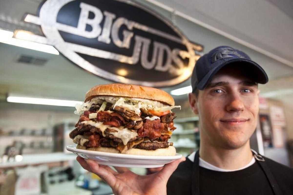 https://www.idahostatesman.com/entertainment/restaurants/article47338920.html
Man Versus Food Burger at Big Jud's, Boise

Featured on Travel Channel's Man vs. Food, this burger is a challeng ...