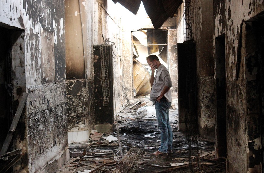 Angeblich von amerikanischen Bomben zerstörtes Hospital von Ärzte ohne Grenzen in Kundus im Oktober 2015.