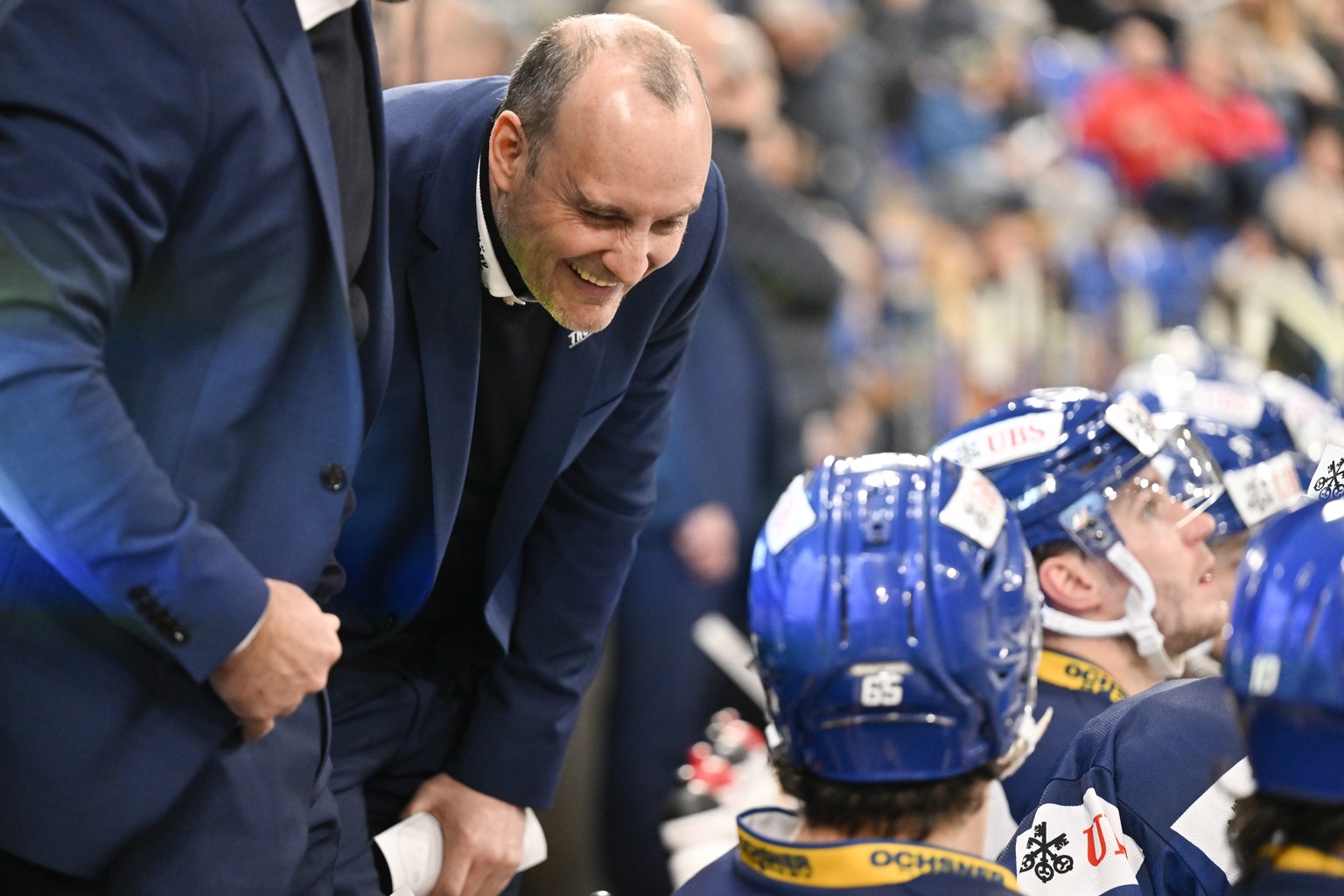 Davos&#039; head coach Christian Wohlwend during the game between Switzerland&#039;s HC Davos and Finland&#039;s IFK Helsinki, at the 94th Spengler Cup ice hockey tournament in Davos, Switzerland, Thu ...