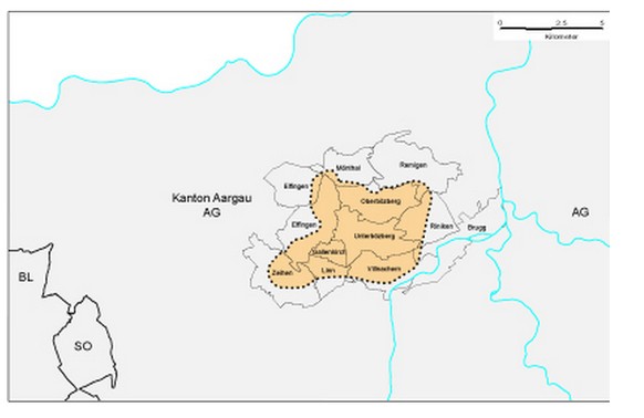 Die Standortgemeinden im Jura Ost: Brugg, Effingen, Elfingen, Gallenkirch, Linn, Mönthal, Oberbözberg, Remigen, Riniken, Unterbözberg, Villnachern, Zeihen.&nbsp;&nbsp;