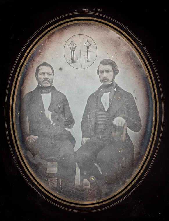 Vater Louis Wyrsch, hier gemeinsam mit seinem Sohn, kehrte 1832 aus Asien zurück in die Schweiz. Das Bild entstand um 1850.