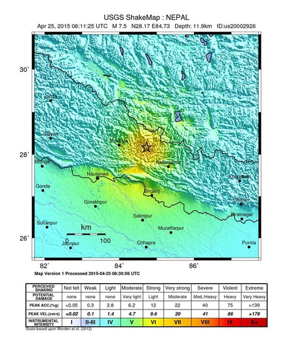Epizentrum des Erdbebens.