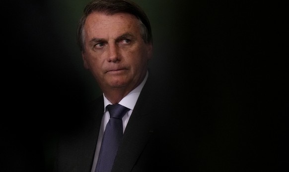 President Jair Bolsonaro attends the launching ceremony of the National Green Growth Program at the Planalto presidential palace in Brasilia, Brazil, Monday, Oct. 25, 2021. According to officials, the ...