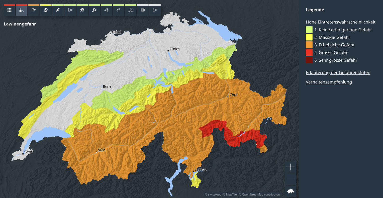 Die Lawinensituation in der Schweiz ist in der ersten Februarwoche kritisch.