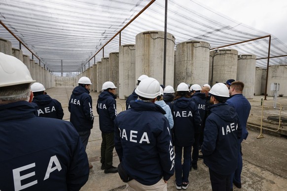epa10549017 A picture taken during a visit by International Atomic Energy Agency (IAEA) Director-General Rafael Mariano Grossi to Enerhodar organised by the Russian military as IAEA specialists examin ...