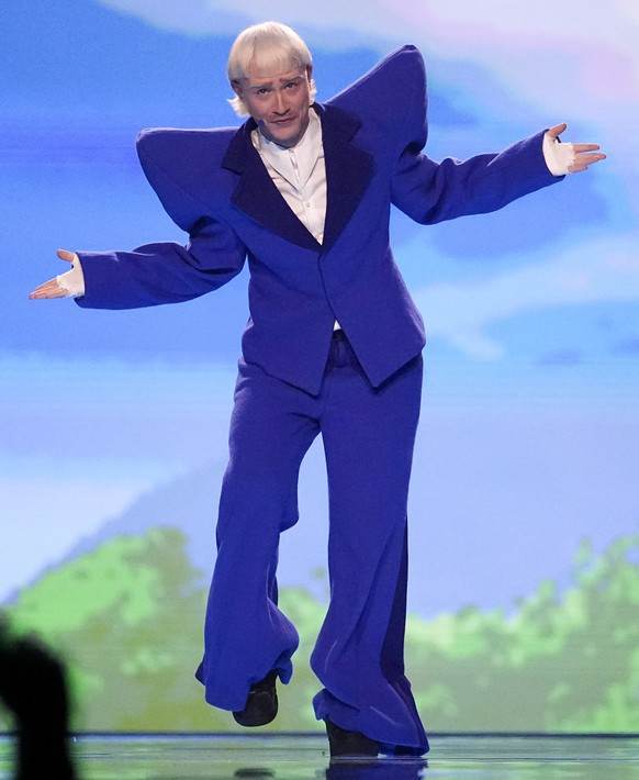 Joost Klein of Netherlands performs the song Europapa during the second semi-final at the Eurovision Song Contest in Malmo, Sweden, Thursday, May 9, 2024. (AP Photo/Martin Meissner)
Joost Klein