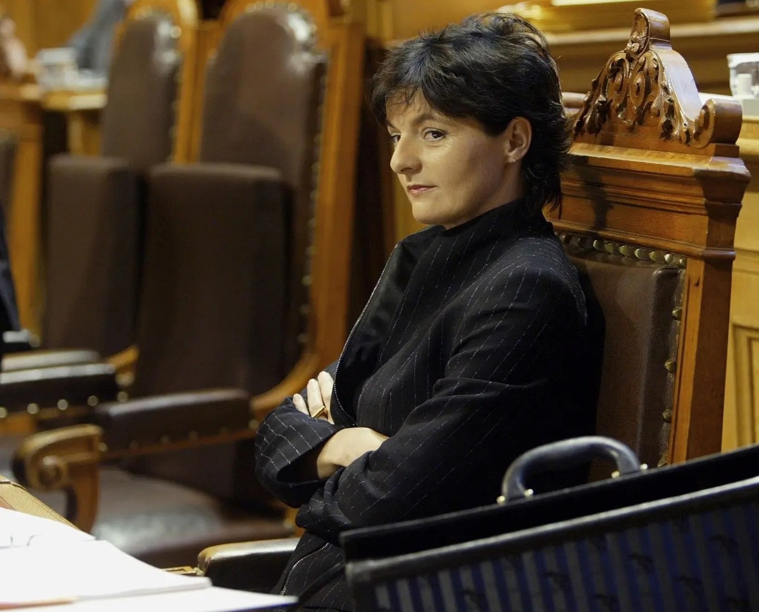 Die ehemalige Bundesrätin Ruth Metzler verfolgt acht Tage nach ihrer Abwahl (Dezember 2003) eine Debatte im Ständerat.