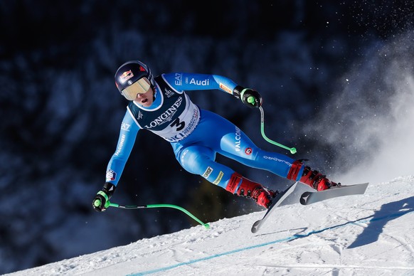 epa10450497 Sofia Goggia of Italy in action during the Super G portion of the Women's Alpine Combined event at the FIS Alpine Skiing World Championships in Meribel, France, 06 February 2023. EPA/GUILL ...