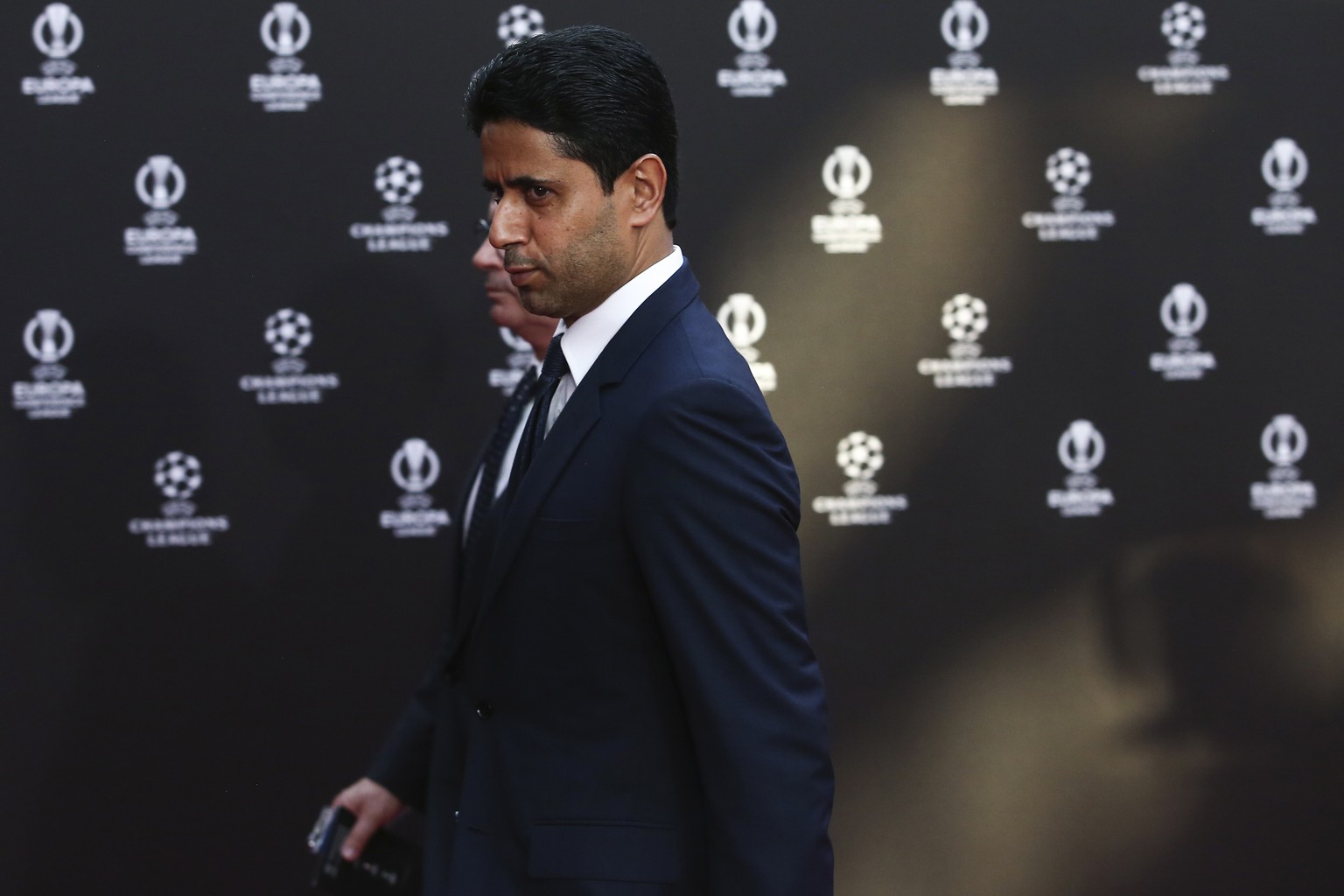 Paris Saint-Germain president Nasser Al-Khelaifi arrives for the soccer Champions League draw in Istanbul, Turkey, Thursday, Aug. 25, 2022. (AP Photo/Emrah Gurel)
Nasser Al-Khelaifi