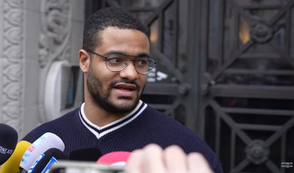 Brian Keller an der Pressekonferenz nach seiner Freilassung.
