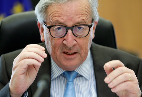 epa07591067 European Commission President Jean-Claude Juncker attends the weekly College Meeting of the European Commission in Brussels, Belgium, 22 May 2019. EPA/STEPHANIE LECOCQ