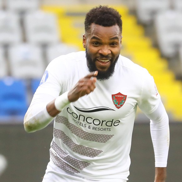 Aaron Boupendza of Hatayspor during the Turkish Super league football match between Basaksehir and Hatayspor at Basaksehir Fatih Terim Stadium in Istanbul , Turkey on January 30 , 2021. PUBLICATIONxNO ...