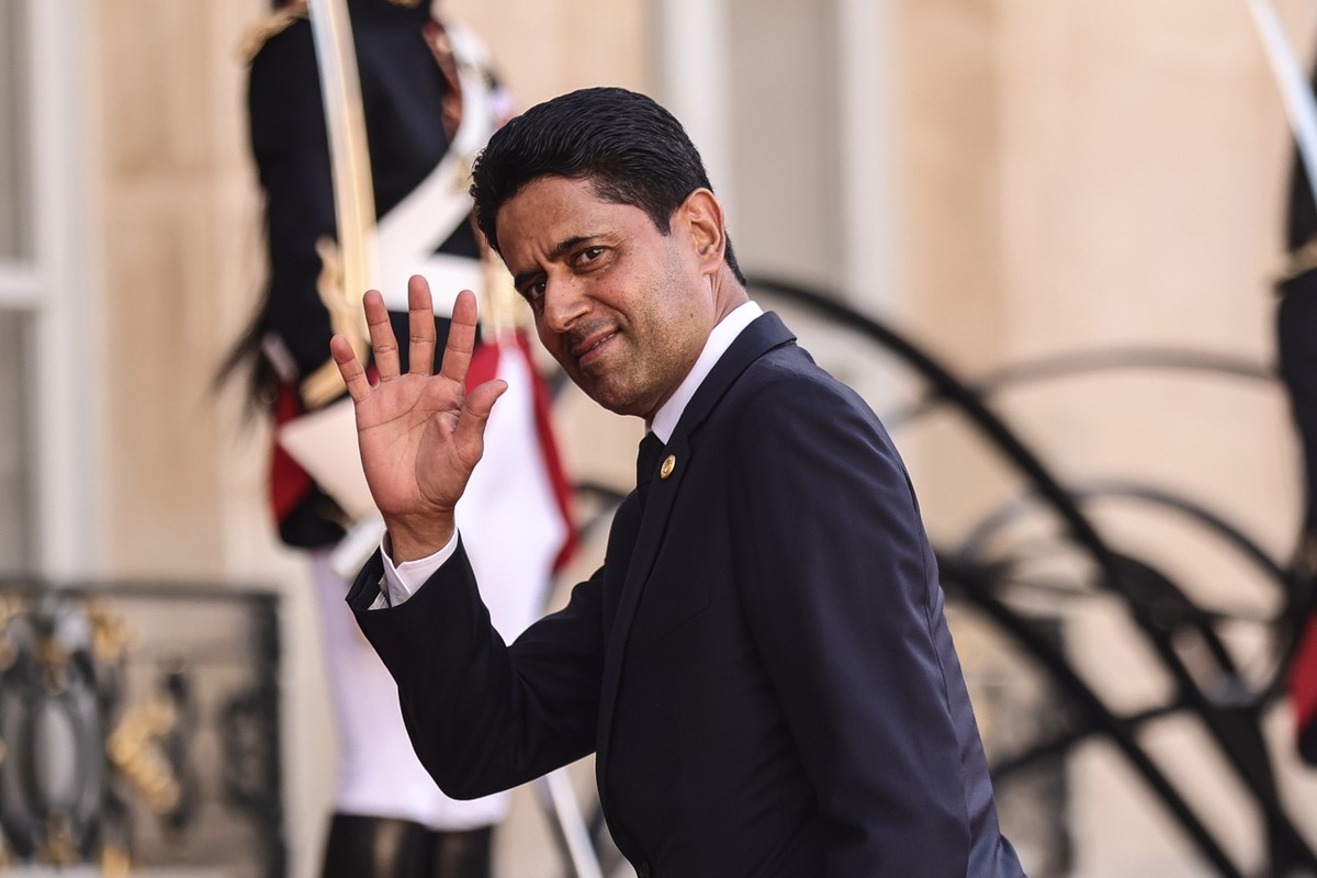 epa13012070 Paris Saint-Germain FC president Nasser Al-Khelaifi arrives for a state dinner in the honor of Rwanda's President Paul Kagame (not pictured) at the Elysee Palace in Paris, France, 02  ...