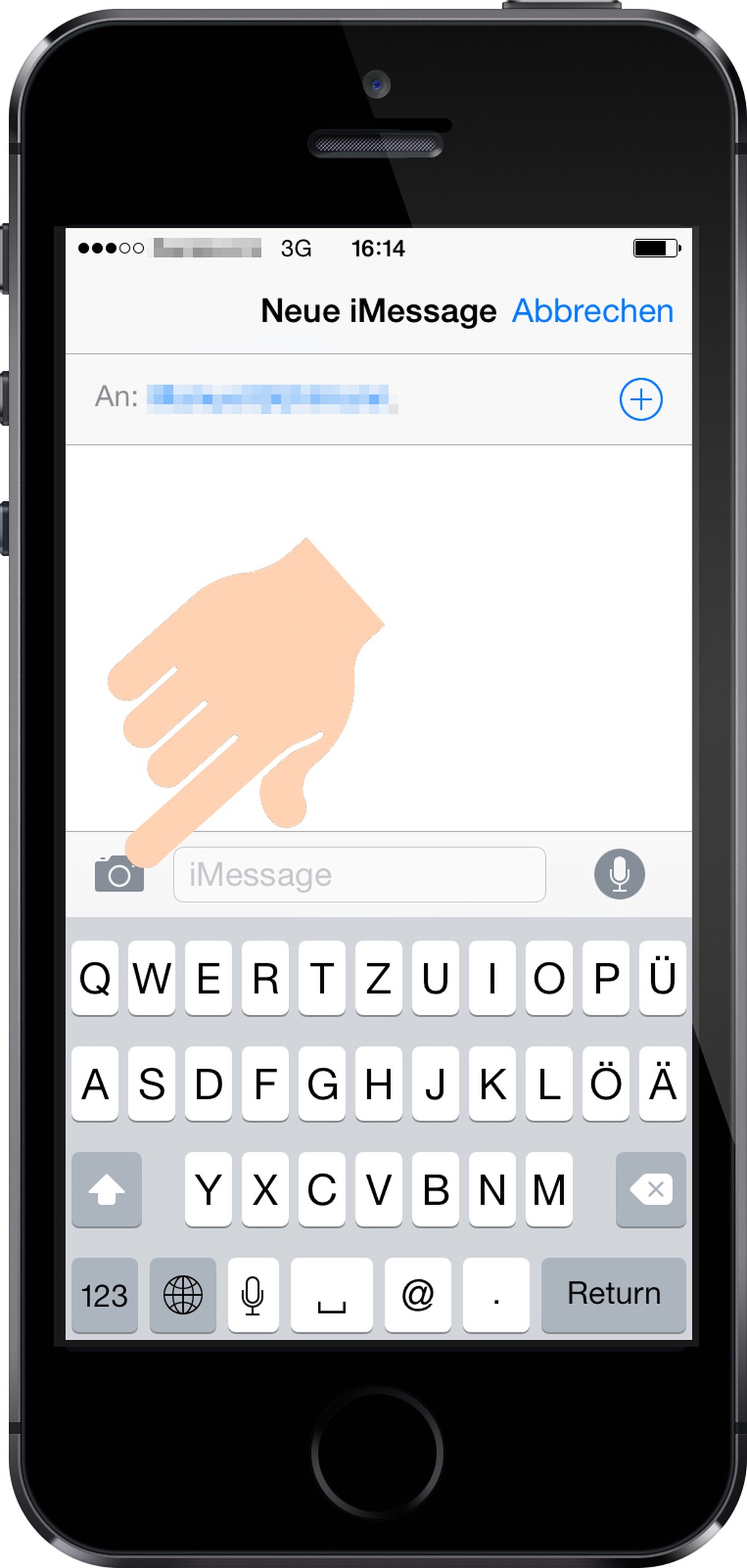 Das Kamera-Symbol innerhalb der Nachrichten-App.