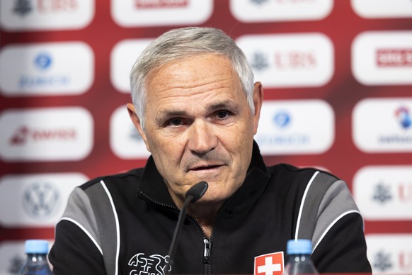 Switzerland&#039;s team director Pierluigi Tami speaks during a press conference about the Swiss U21 national team, which is ranked for the first time in the top 8 of Europe, at the &quot;Stadion auf  ...
