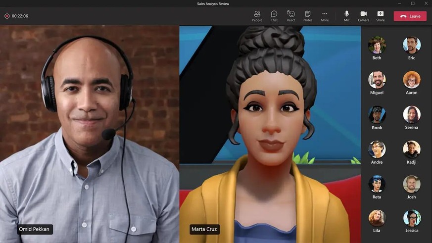 3D-Avatare werden 2022 in Microsoft Teams eingeführt.