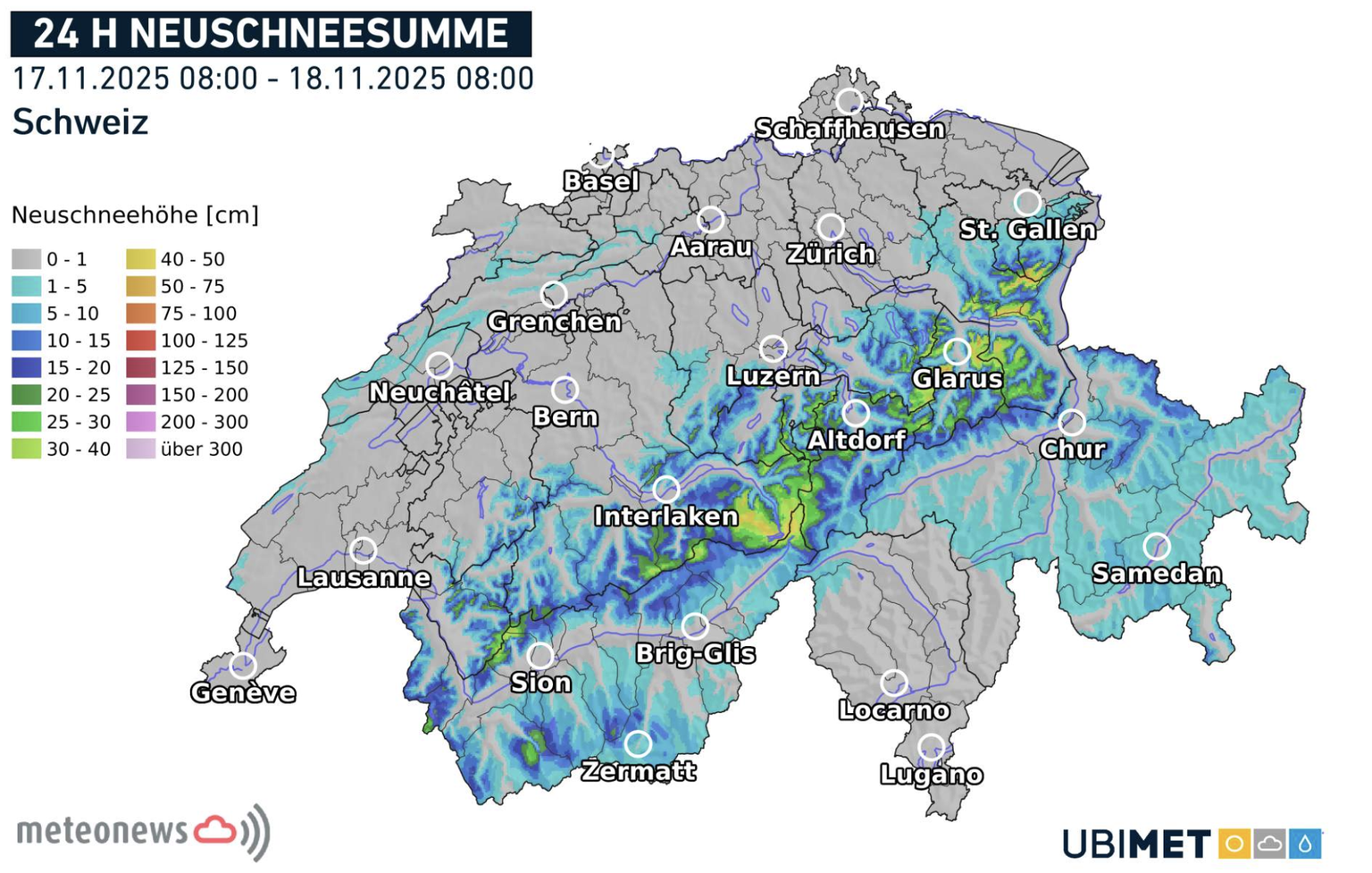 Wetter Schweiz Neuschnee Schneefallgrenze