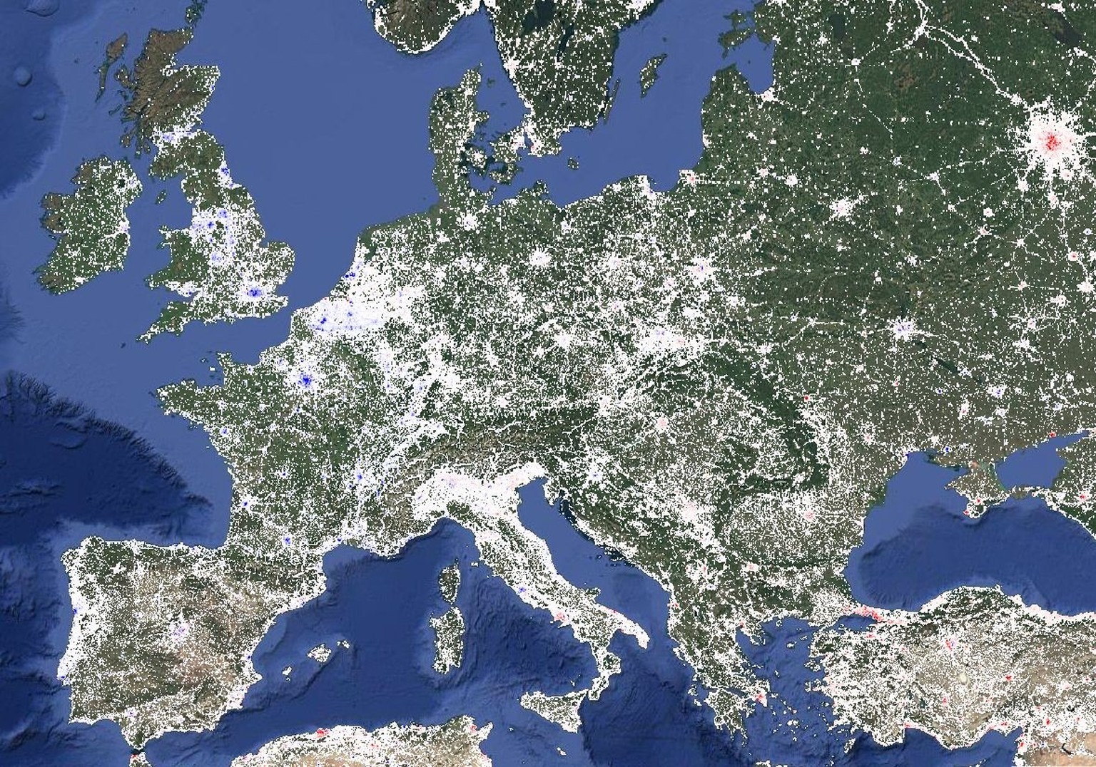 Künstliche Beleuchtung in Europa, 2022. 
https://ee-downloading.projects.earthengine.app/view/alan-change