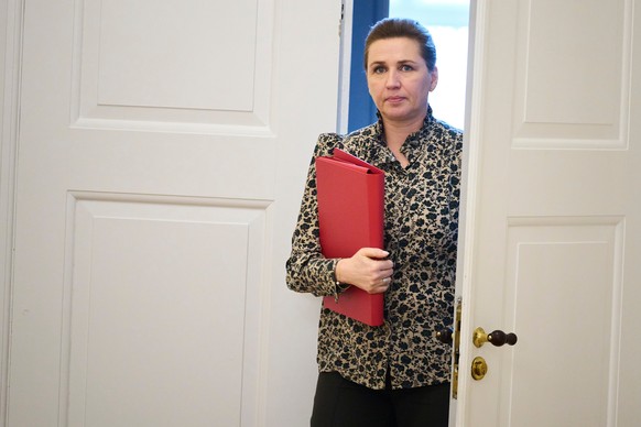 Danish Prime Minister Mette Frederiksen after a meeting in the Foreign Policy Committee at Christiansborg in Copenhagen, Denmark, Tuesday, Jan. 20, 2026./ (Thomas Traasdahl/Ritzau Scanpix via AP)
Denm ...