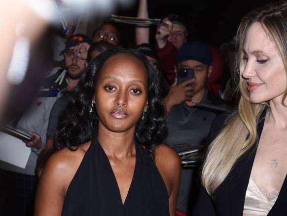 Celebrities outside the New York special film screening for Without Blood at the Village East Cinemas Featuring: Angelina Jolie with her daughter Zahara Marley Jolie Where: New York, United States Whe ...