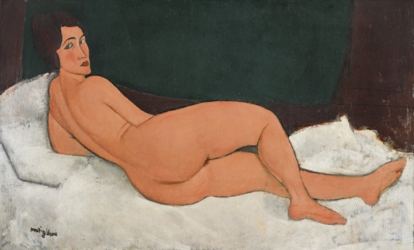 This 1917 oil painting, &quot;Nu couche (sur le cote gauche)&quot; by Amedeo Modigliani, will be auctioned at Sotheby&#039;s in New York in their Impressionist &amp; Modern Art evening sale Monday, Ma ...
