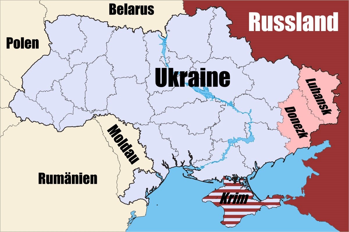 Karte: Ukraine, Krim, Donbass, Luhansk, Donezk